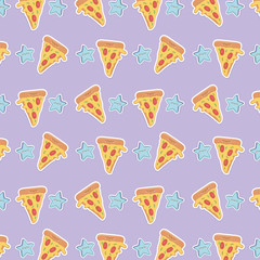 italian pizza food kawaii characters pattern