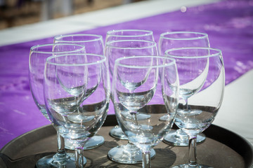vineglasses on the wedding table in wedding dinner ceramony.