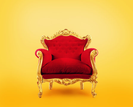 Red and gold luxury armchair. Concept of success