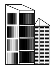 Office buildings and skyscraper real estates in black and white