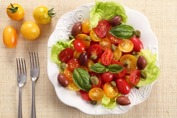 Salad of colorful tomatoes.