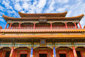 Obraz premium Beijing Tibetan Buddhism temple yonghe gong, classical architectural landscape