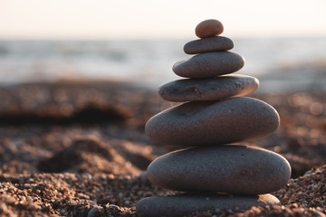 The object of the stones on the beach 