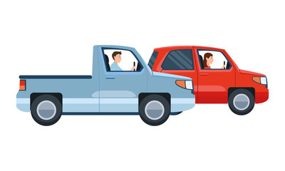 People driving vehicles in the traffic