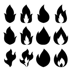 flame, fire, set of icons. vector illustration.