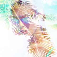 girl in pool portrait  summer vibes double exposure