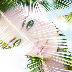 summer girl portrait double exposure