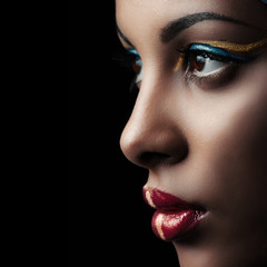 beauty portrait of beautiful black girl profile closeup studio shot