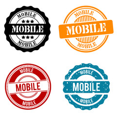 Mobile Stamp Collection. Round Badge. Eps 10 Vector.