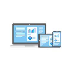 flat design of responsive web devices