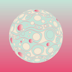 retro psychedelic bubbles field planet pink blue