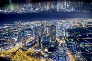 Naklejka na ściany i meble View on Dubai from Burj Khalifa