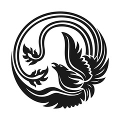 Phoenix circle black icon