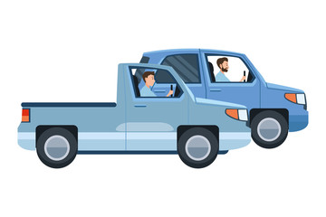 People driving vehicles in the traffic