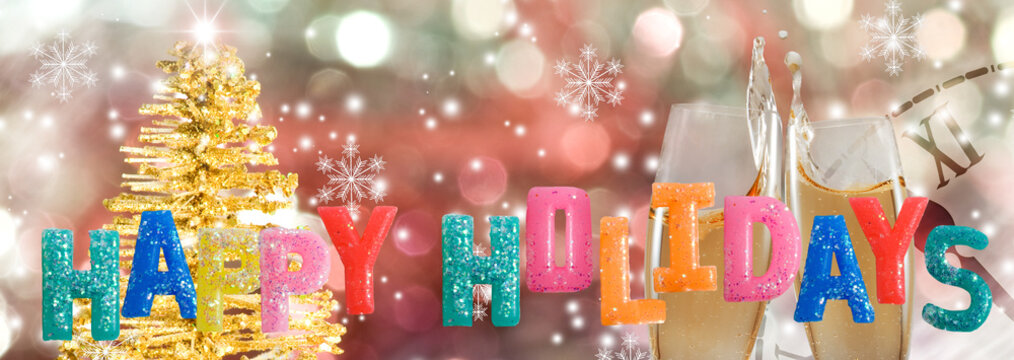 Isolated image of beautiful festive designer christmas decorations.Merry Christmas and Happy New Year Greeting Card
