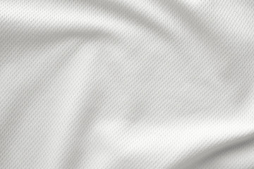 White sports clothing fabric jersey football shirt texture top view close up