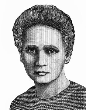 Marie Skłodowska Curie portrait. Poland 20,000 Zlotych banknote. was a Polish and naturalized-French physicist and chemist who conducted pioneering research on radioactivity. Collection.