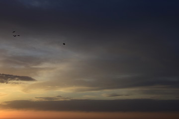 Fototapeta na wymiar Wolkenstimmung über dem Meer bei Sonnenaufgang