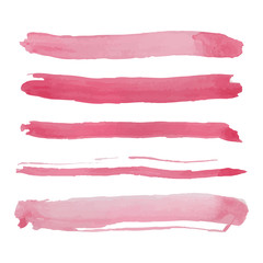 Set of Five red colored vector paintbrush