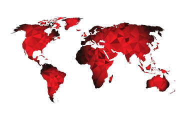 red World map triangle geometric shapes 