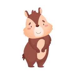 Cartoon cute chipmunk is standing. Vector illustration on white background.