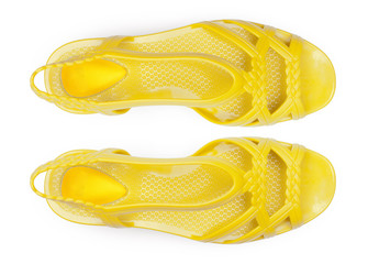 Boots isolated on white background. Top view.