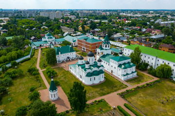 Panoramic aerial view of Transfiguration Monastery in Murom, Russia Vladimir region