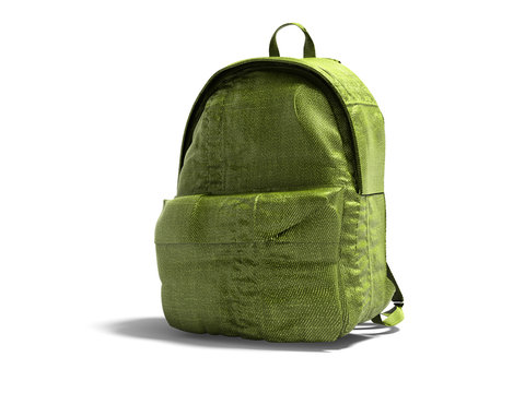 Green koton teen backpack school 3d render on white background with shadow