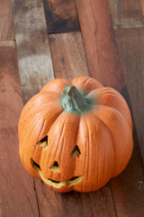 halloween pumpkin head with copy space