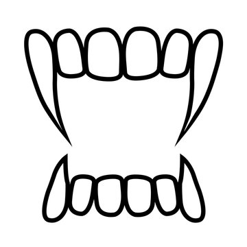 Vampire Fangs Line Icon, Logo Isolated On White Background