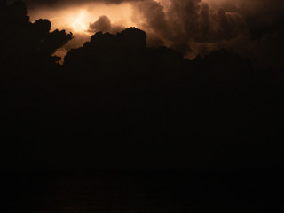 Night electrical storm with lots of dark copy space at bottom of image