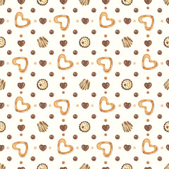 Sweet seamless pattern with chocolate candies. Watercolor illustration for any event decoration, white background, path included