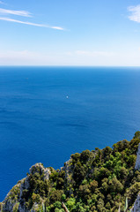 Italy, Capri, view of the splendid blue sea from the top of the island