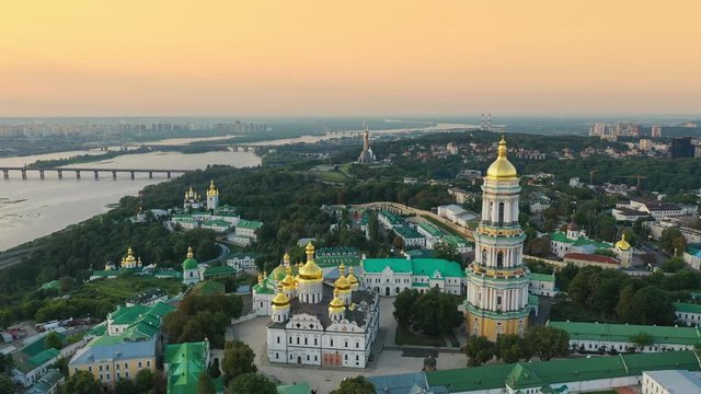 Drone footage Aerial view of Kiev Pechersk Lavra in Kyiv Kiev, Ukraine