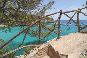 Fototapeta na wymiar Panoramic views of Cala Macarella in Menorca