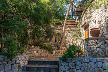 Italy, Capri, staircase in the vegetation
