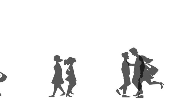 Animation of people going on the street. Characters set in flat design.