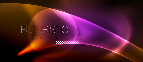 Neon color wave lines abstract background, magic techno futuristic light