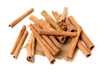 Cinnamon on a white background
