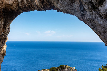 Italy, Capri, panorama and details of the Natural Arch