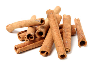 Cinnamon on a white background