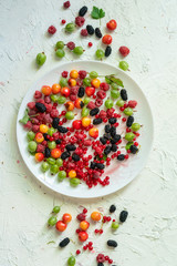 top view of a plate with lots of fresh raw berries