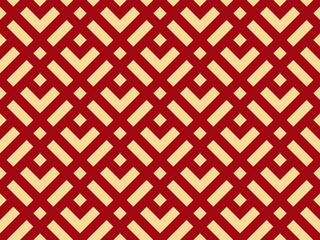 Abstract geometric pattern. A seamless vector background. Red and gold ornament. Graphic modern pattern. Simple lattice graphic design