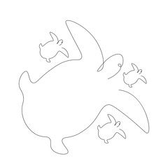 Turtles family swim on ocean, vector illustration	