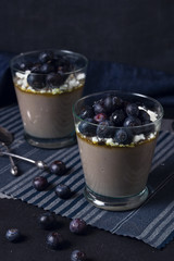 High view tasty blueberry mousse