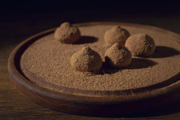 Flavorful truffles with cacao powder