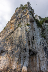 Italy, Capri, view of the coast seen from the sea.