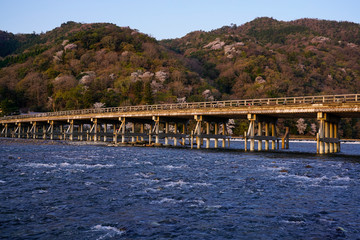 Fototapeta na wymiar bridge over the river in japan old city