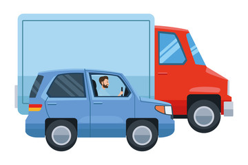 People driving vehicles in the traffic