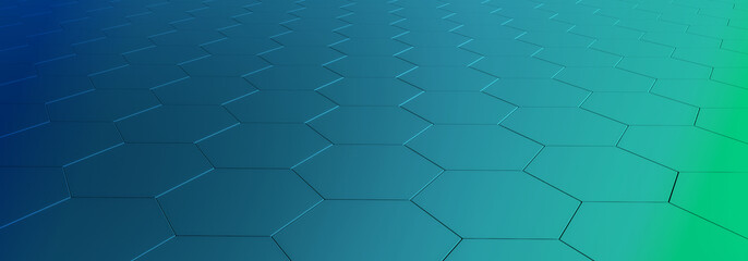 3d ILLUSTRATION, of abstract crystal background, hexagonal texture, wide panoramic for wallpaper